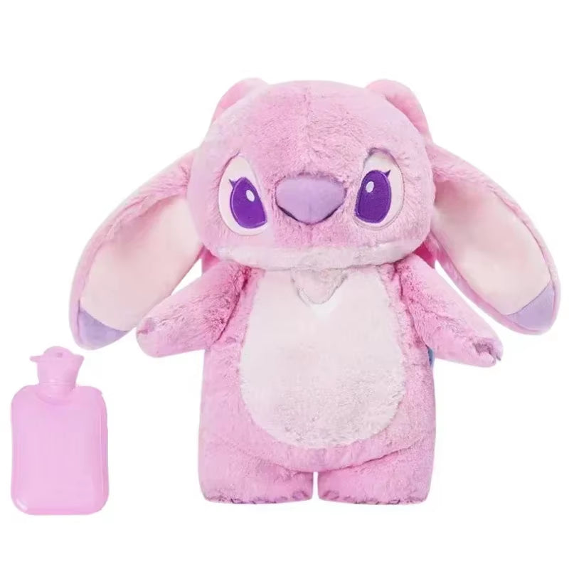 New Stitch Angel Plush Hand Warm Bottle Hot Water Bottles Kawaii Soft Winter Portable Warm Hand Bag Anime Toys Christmas Gift